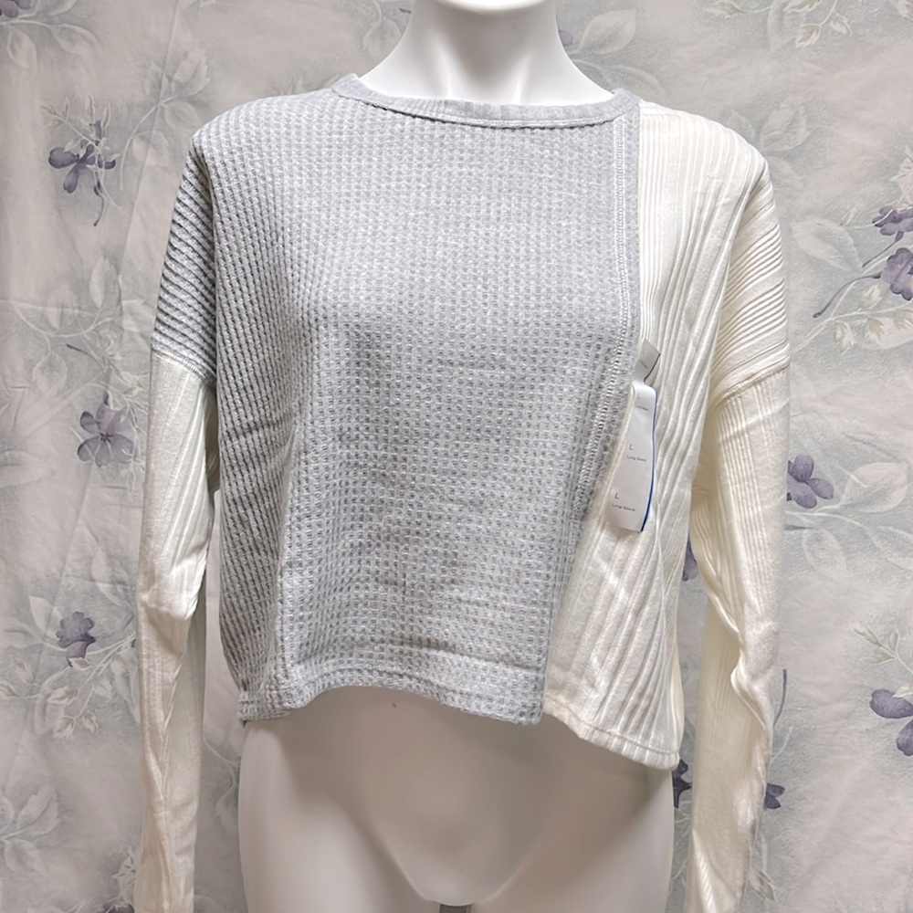 NWT Cropped Waffle Top - L